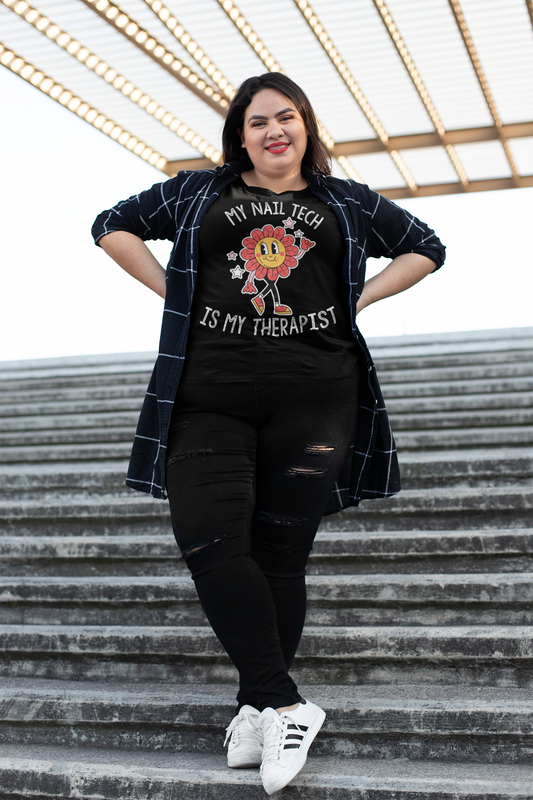 My Nail Tech is my Therapist Cute Flower T-Shirt