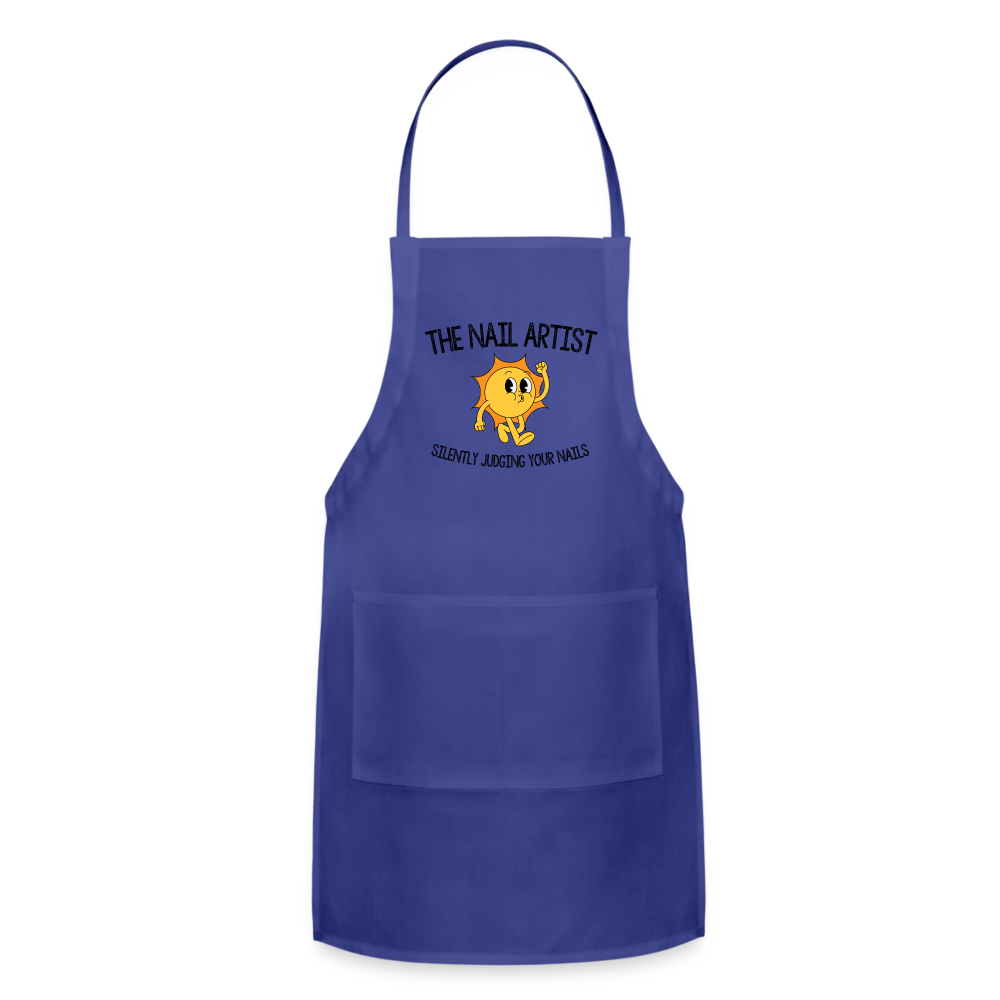 The Nail Artist - Silently Judging APRON - royal blue