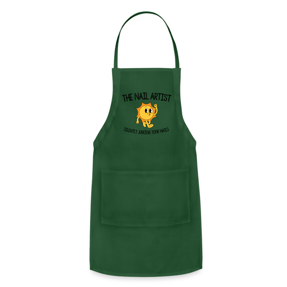 The Nail Artist - Silently Judging APRON - forest green