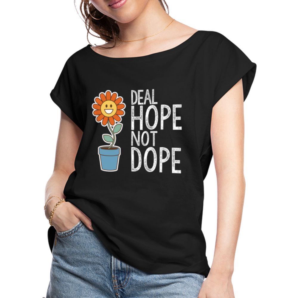 Deal Hope Women's Roll Cuff T-Shirt - black