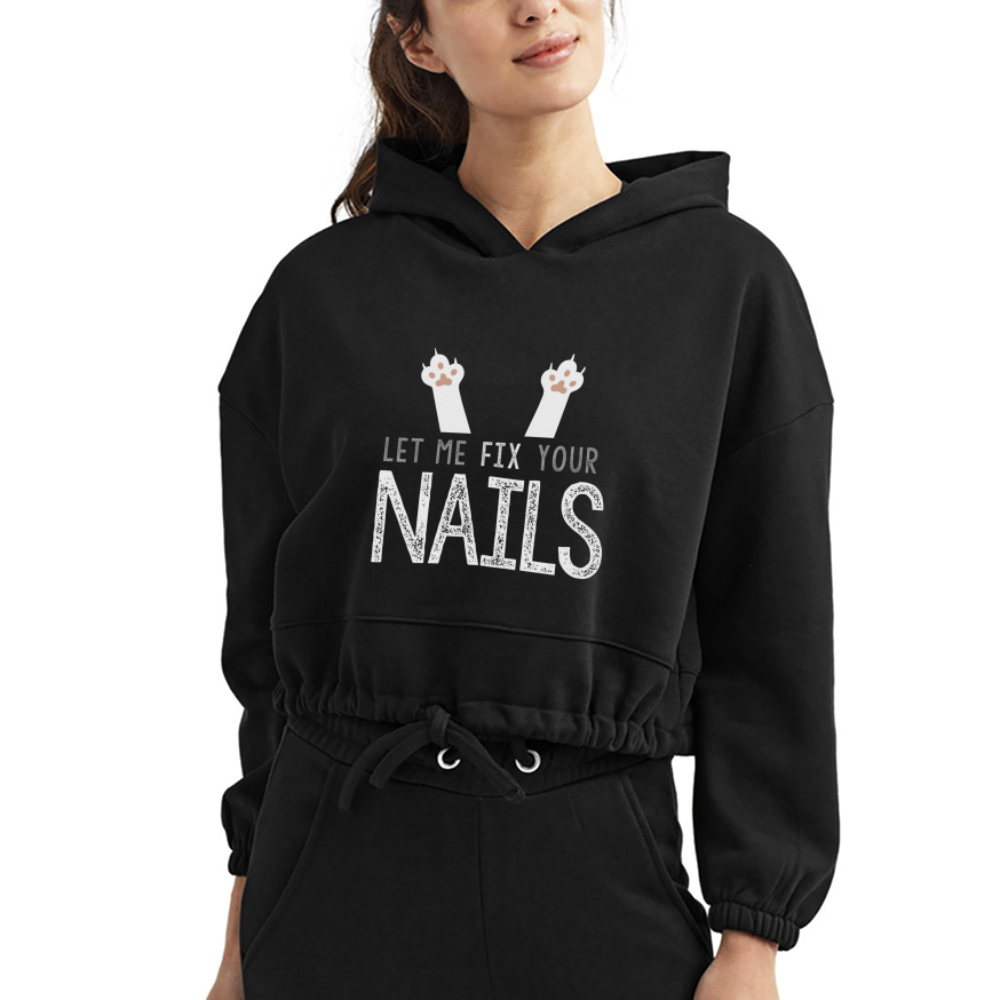 Let me Fix Your Nails Women’s Cropped Hoodie - black