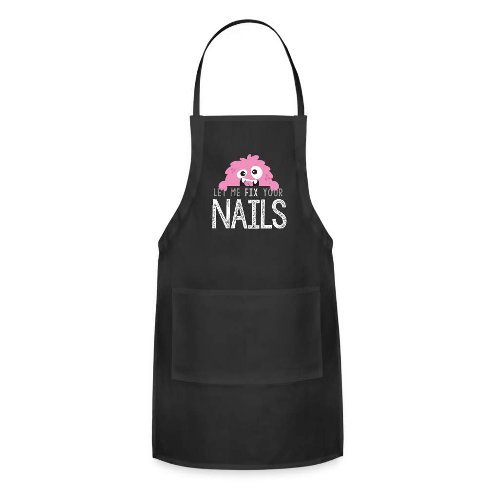 Let Me FIX Your NAILS Perfectionist Monster Adjustable Apron - black
