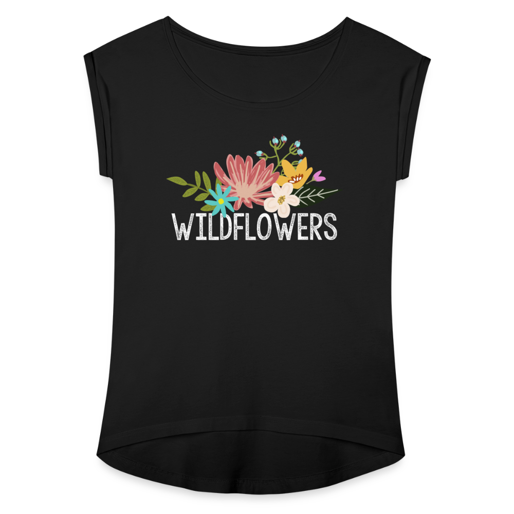 Women's Roll Cuff T-Shirt - black