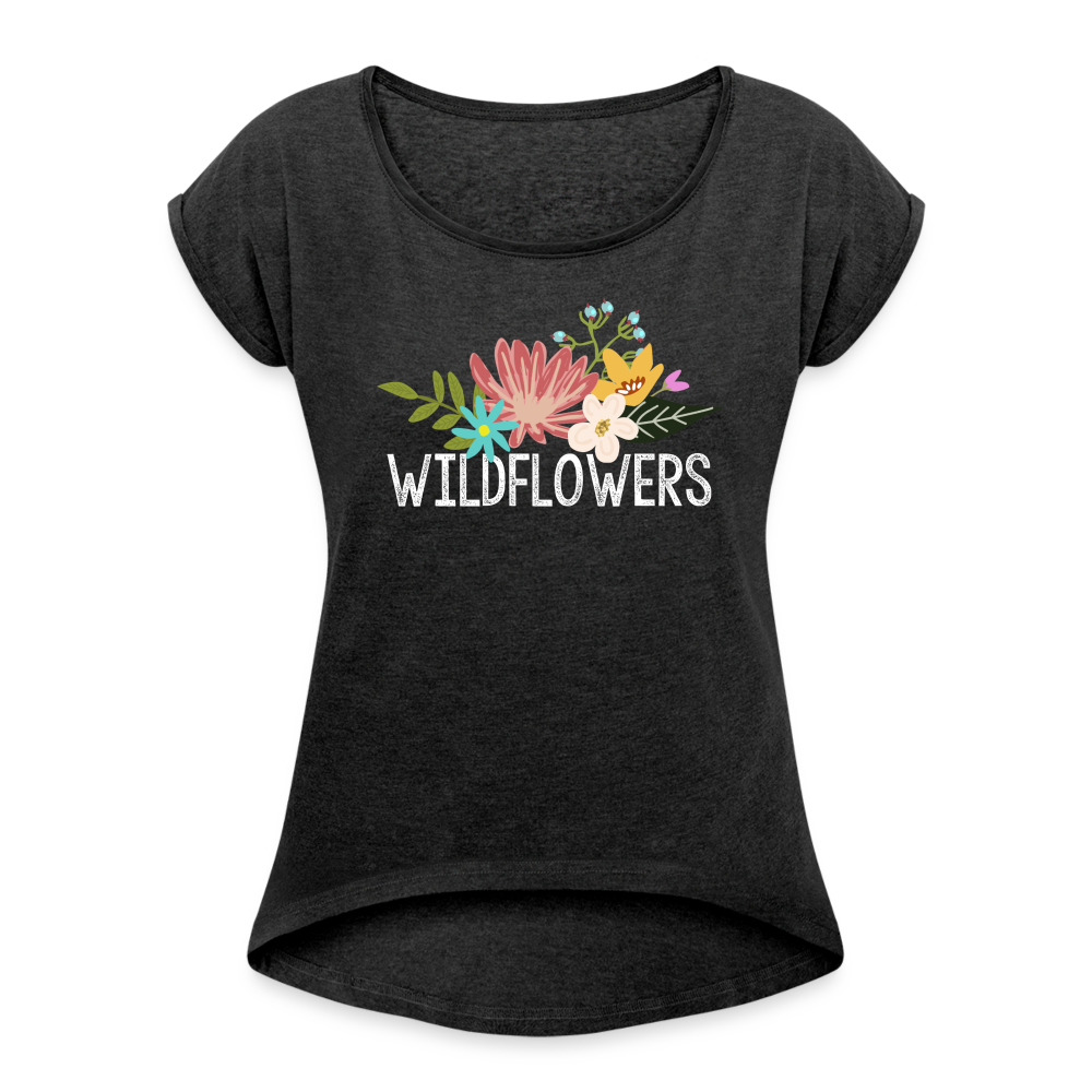 Women's Roll Cuff T-Shirt - heather black