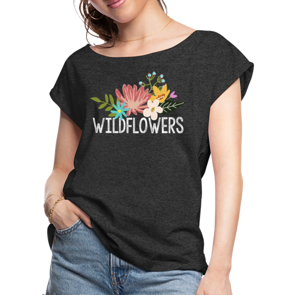 Women's Roll Cuff T-Shirt - heather black