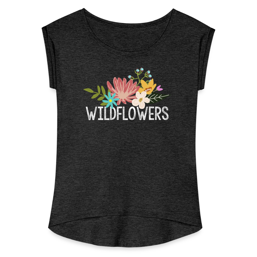 Women's Roll Cuff T-Shirt - heather black