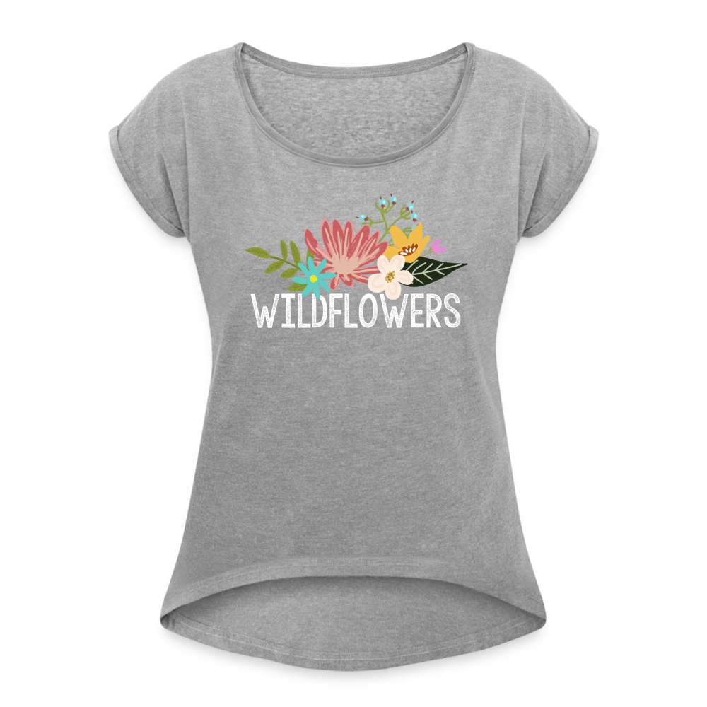 Women's Roll Cuff T-Shirt - heather gray