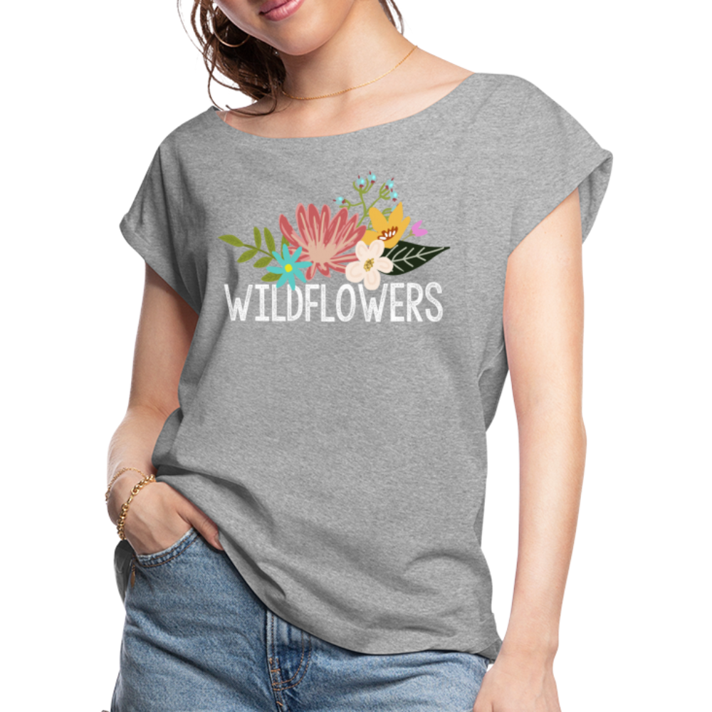 Women's Roll Cuff T-Shirt - heather gray
