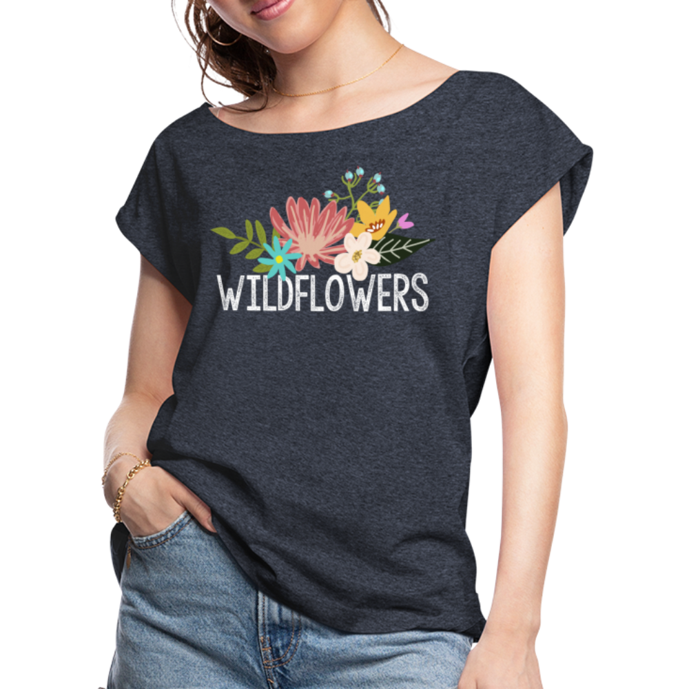 Women's Roll Cuff T-Shirt - navy heather