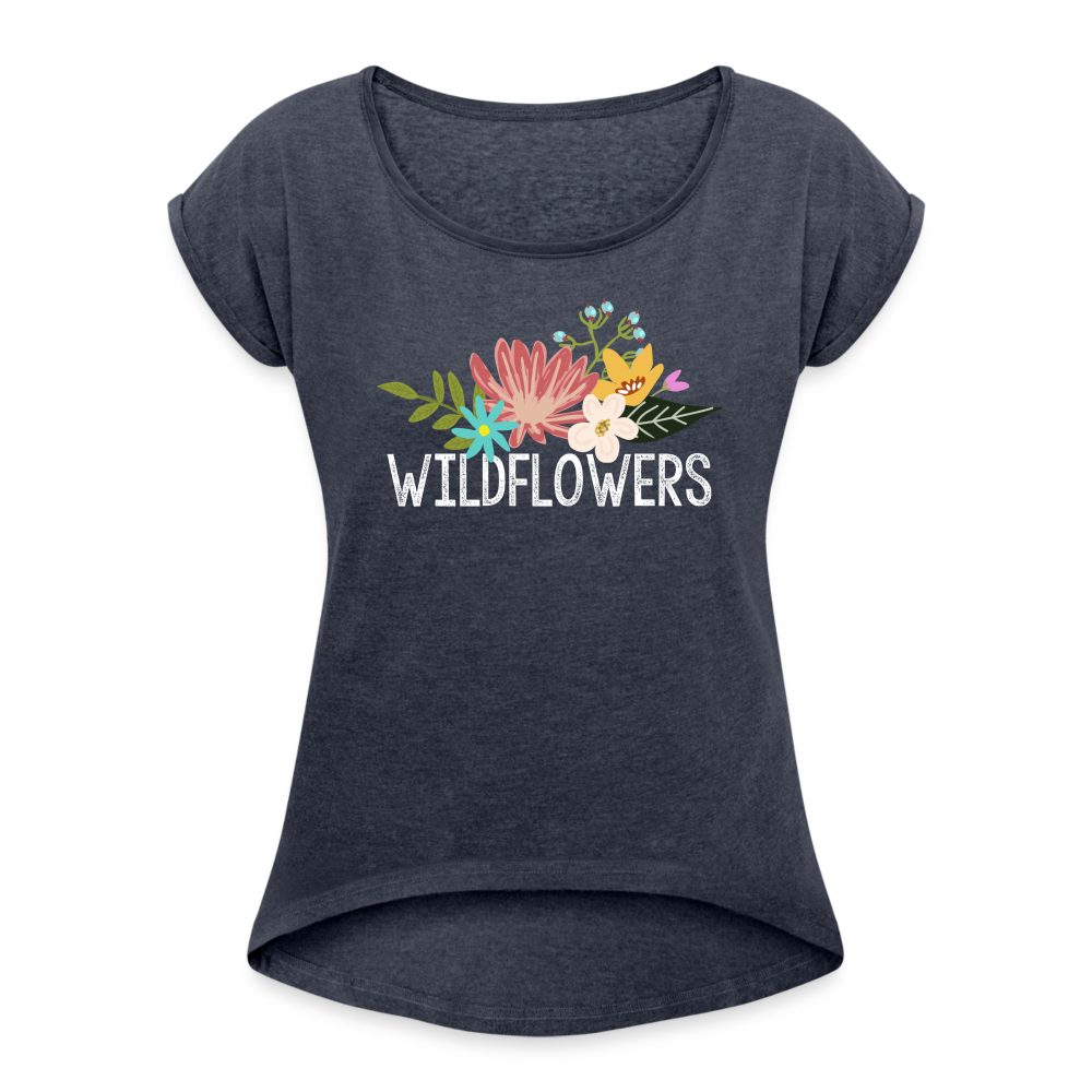Women's Roll Cuff T-Shirt - navy heather