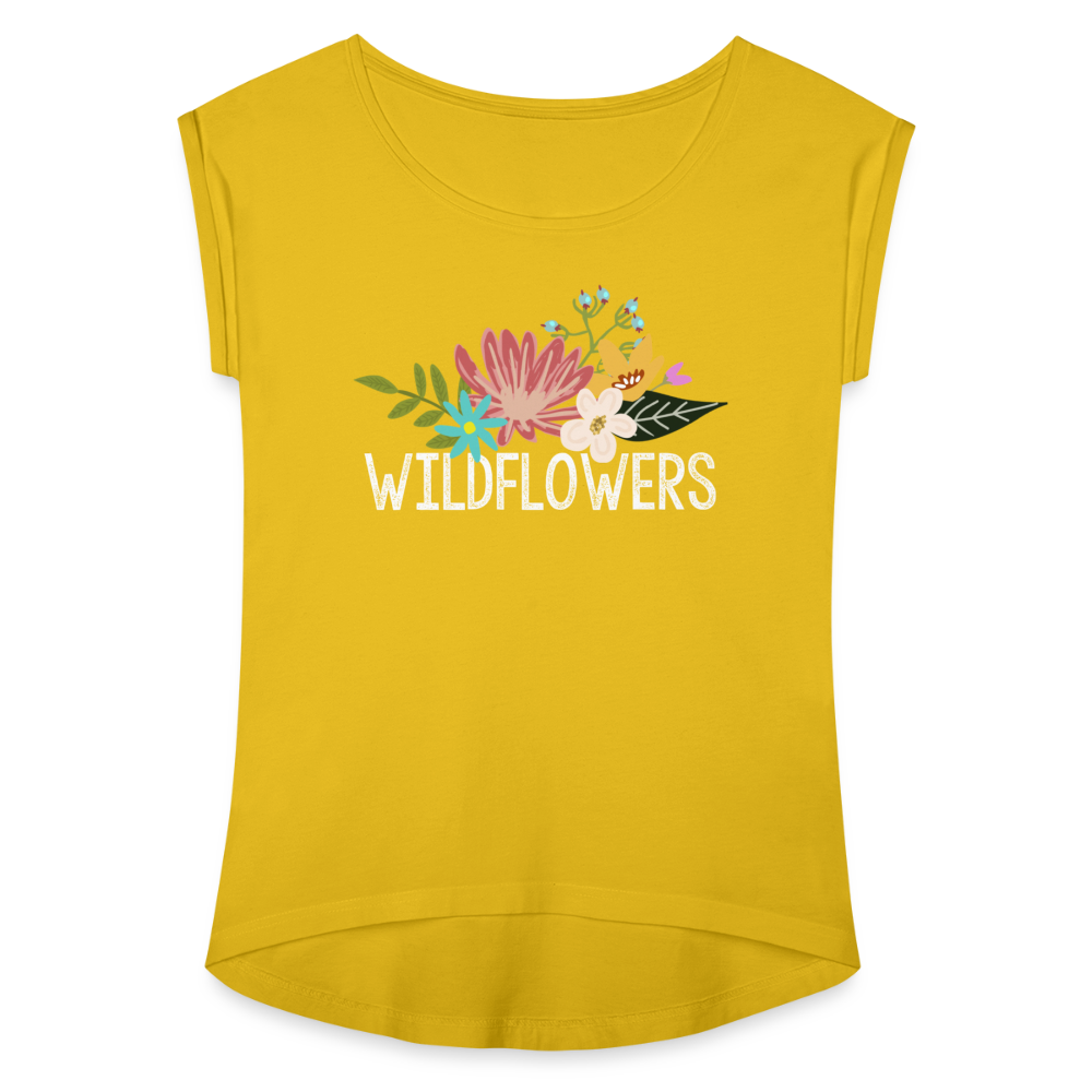 Women's Roll Cuff T-Shirt - mustard yellow