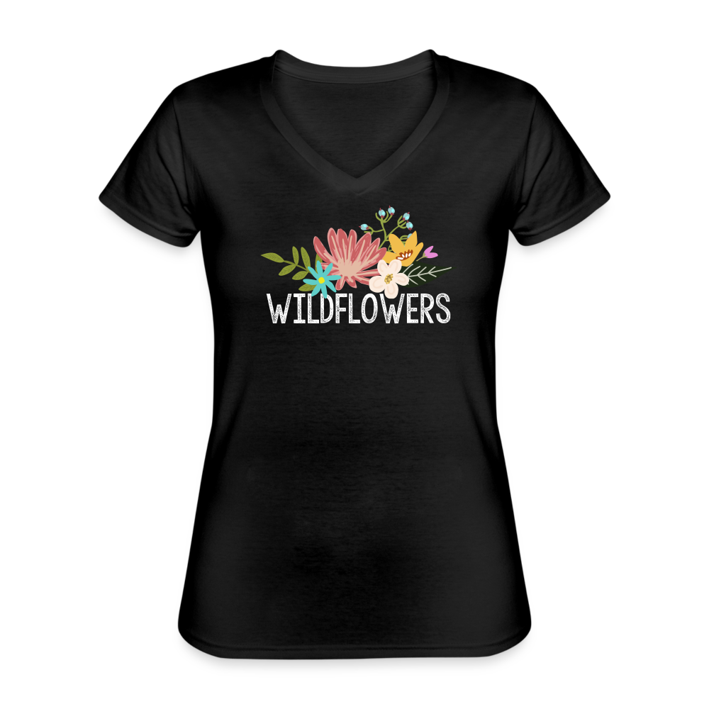 Wildflowers Women's V-Neck T-Shirt - black