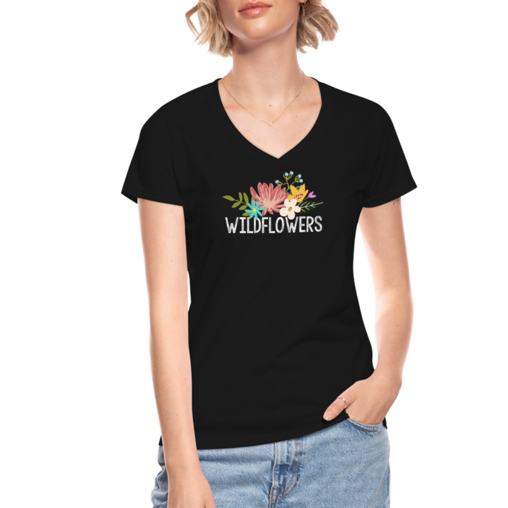 Wildflowers Women's V-Neck T-Shirt - black