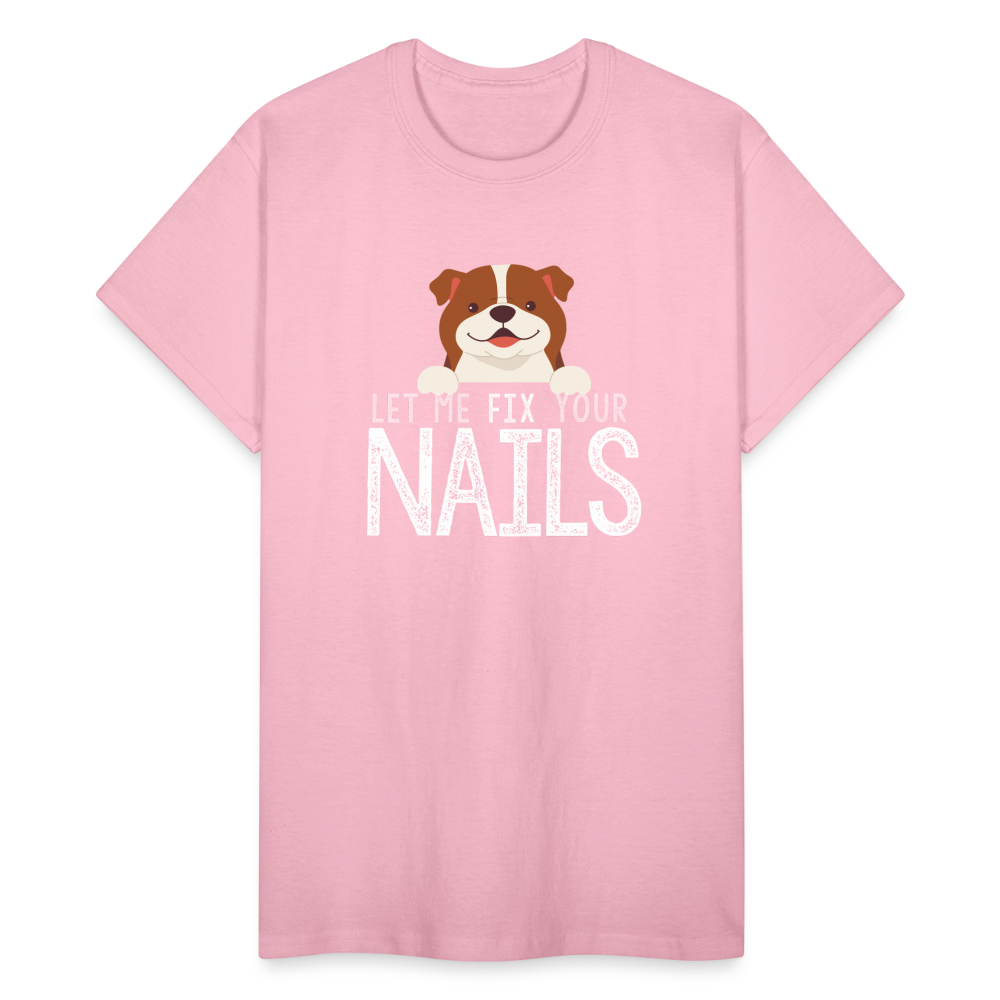Puppy Let Me Fix Your Nails Gildan Ultra Cotton T-Shirt - light pink