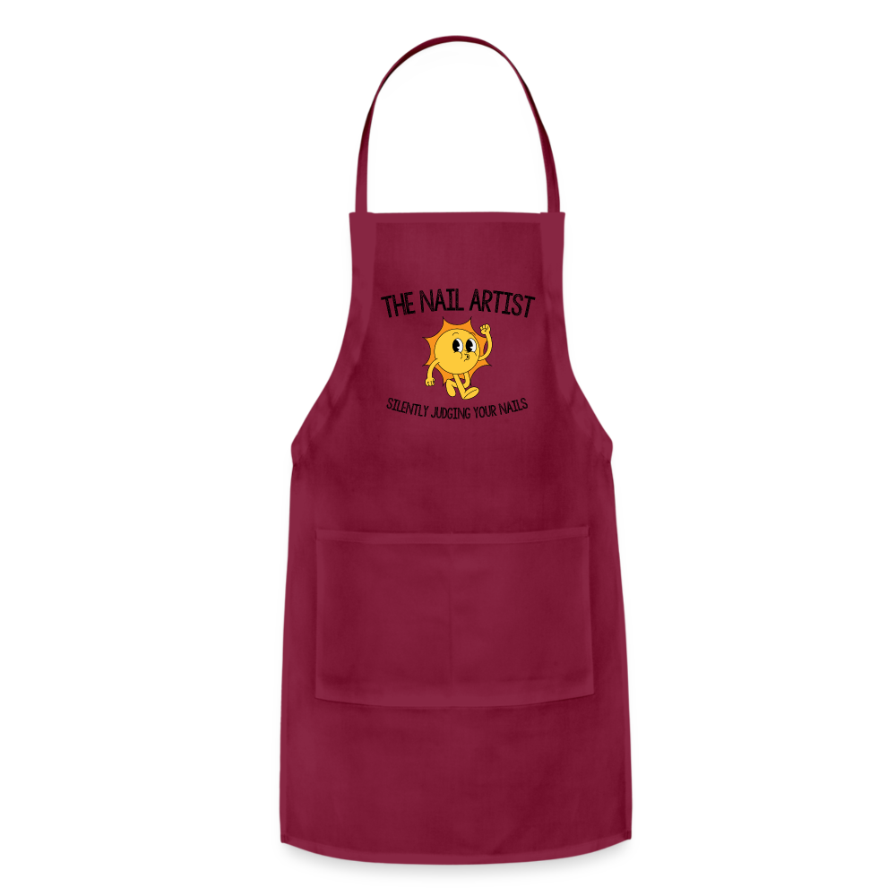 The Nail Artist - Silently Judging APRON - burgundy