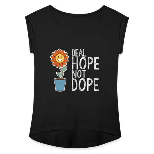 Deal Hope Women's Roll Cuff T-Shirt - black