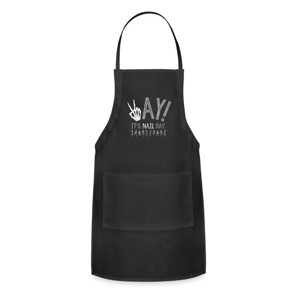 YAY! It's Nail Day!  Adjustable Apron - black