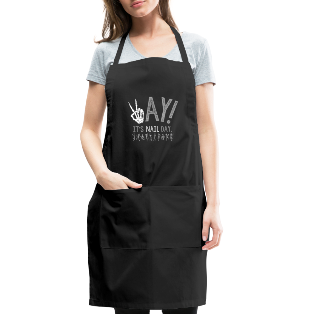 YAY! It's Nail Day!  Adjustable Apron - black