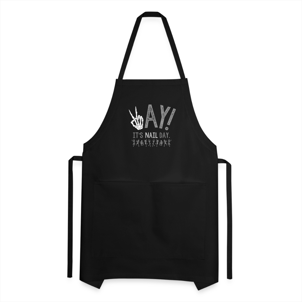 YAY! It's Nail Day!  Adjustable Apron - black