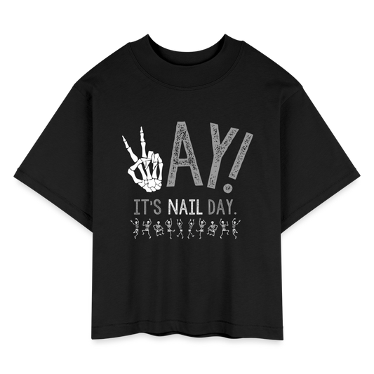 YAY! It's Nail Day. Women's Boxy Tee - black