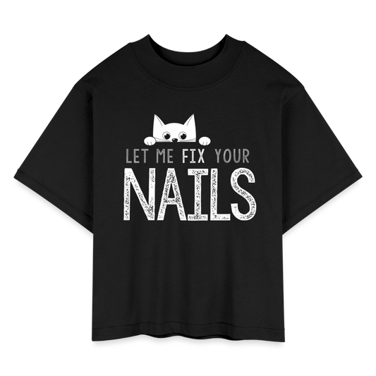 Kitty - Let me FIX Your Nails Women's Boxy Tee - black