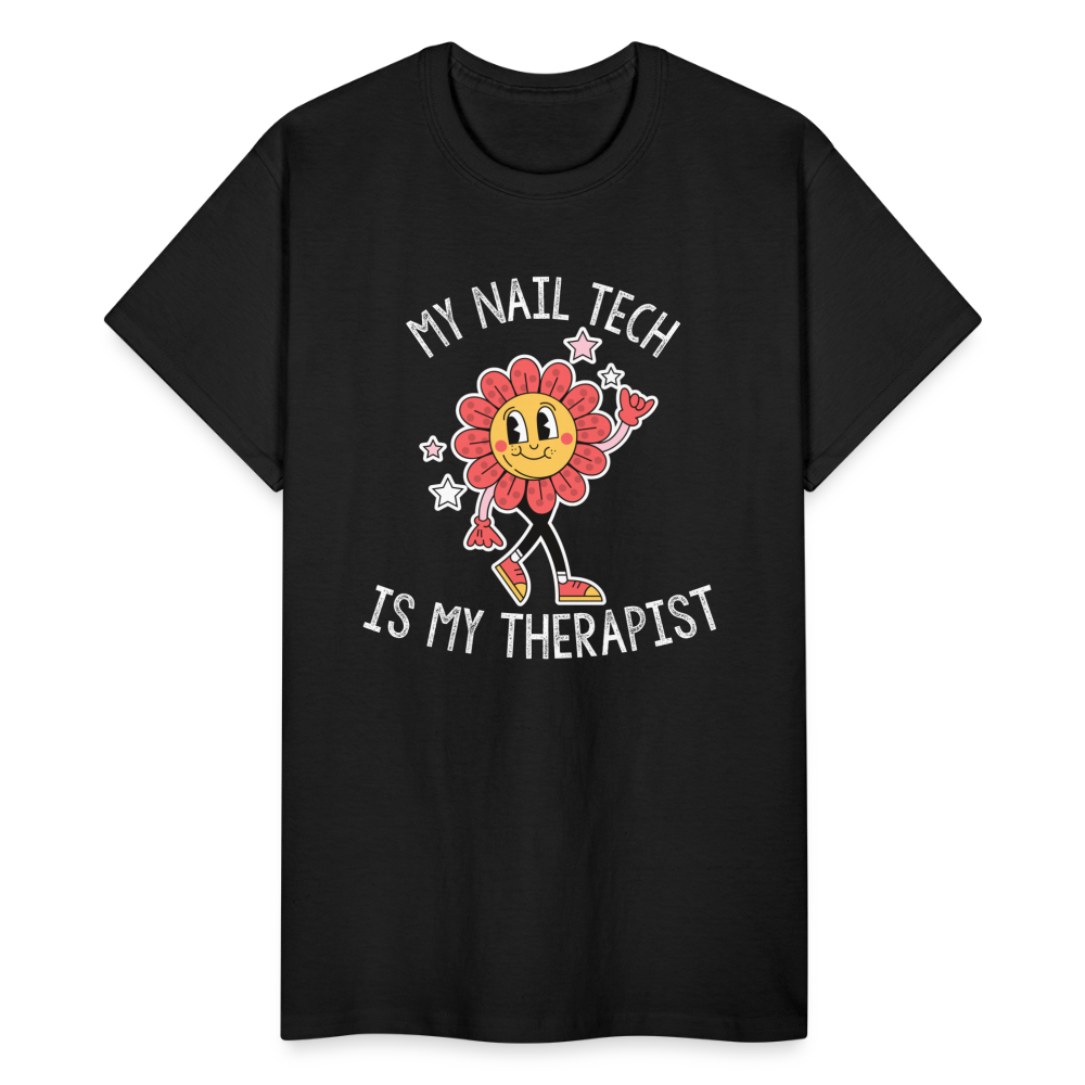 My Nail Tech is my Therapist Cute Flower T-Shirt - black