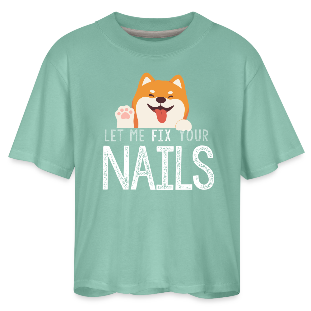 Cute Pup Let Me Fix Your Nails Women's Boxy Tee - saltwater