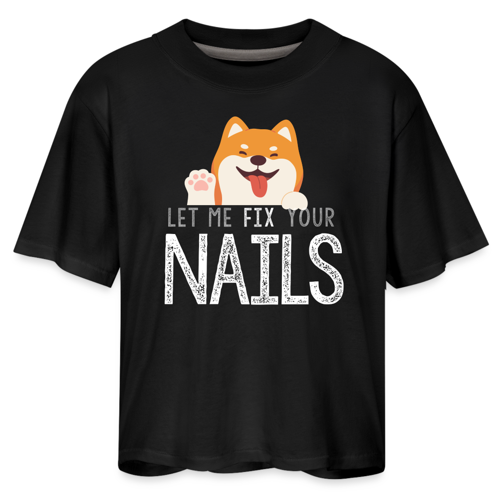 Cute Pup Let Me Fix Your Nails Women's Boxy Tee - black