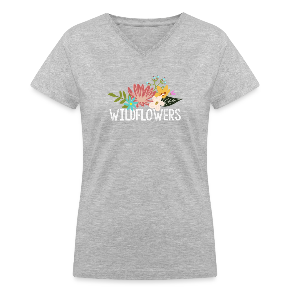 Wildflowers Women's V-Neck T-Shirt - gray