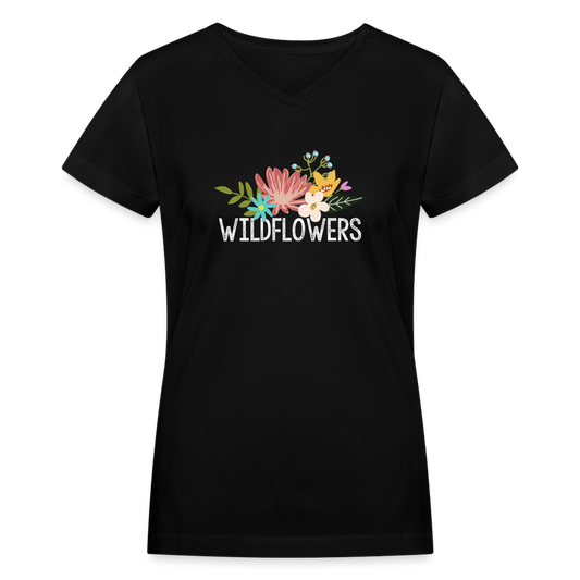 Wildflowers Women's V-Neck T-Shirt - black