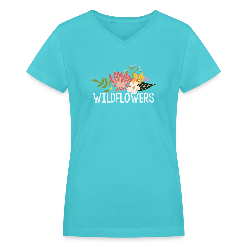 Wildflowers Women's V-Neck T-Shirt - aqua