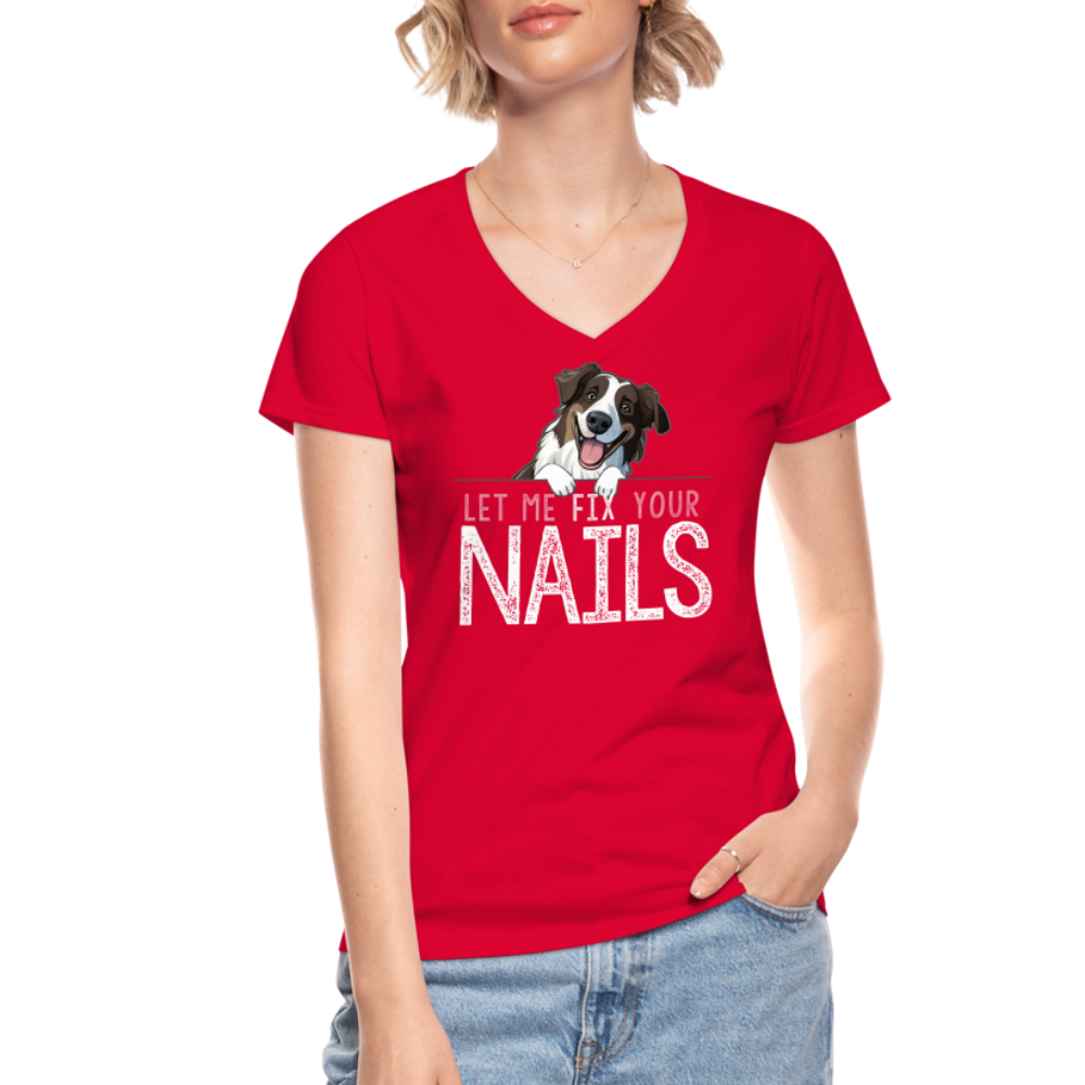 Shepherd Let Me Fix Your Nails Women's V-Neck T-Shirt - red