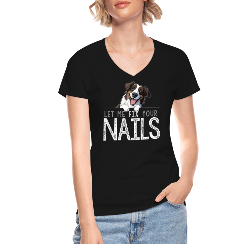 Shepherd Let Me Fix Your Nails Women's V-Neck T-Shirt - black