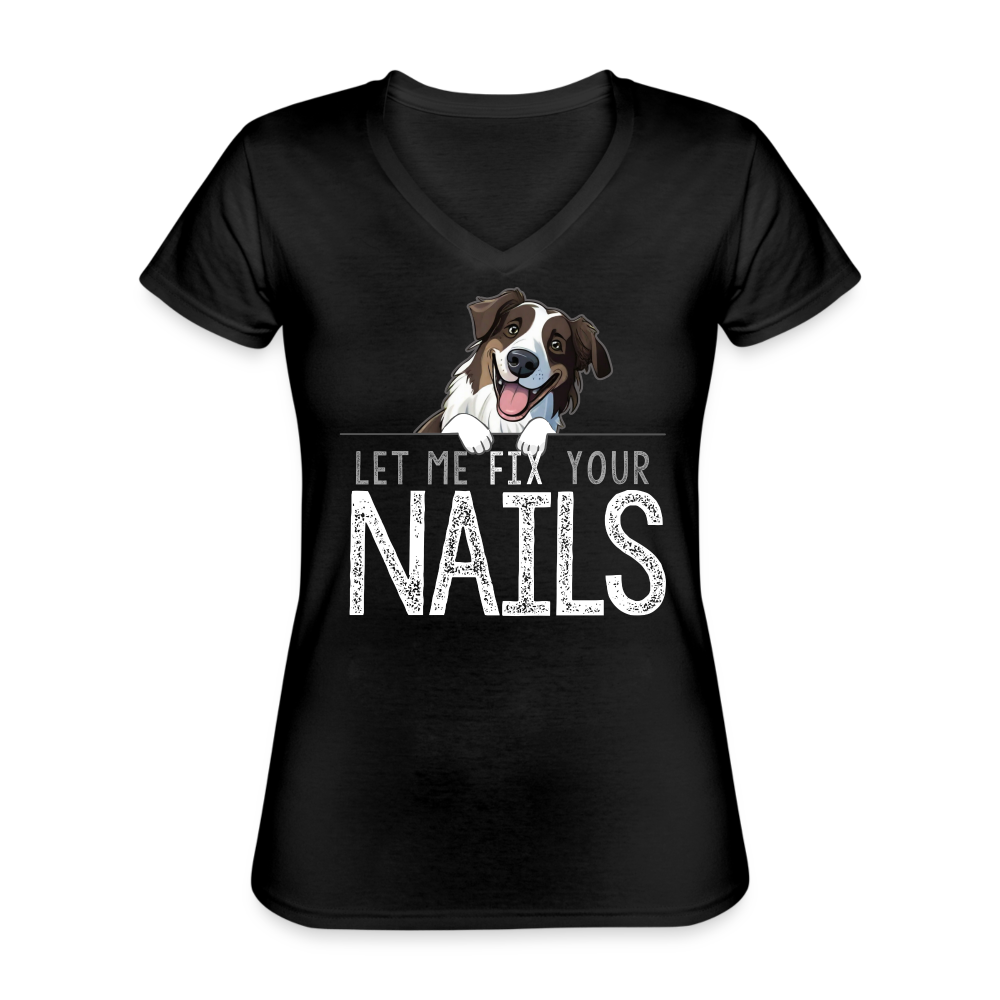 Shepherd Let Me Fix Your Nails Women's V-Neck T-Shirt - black