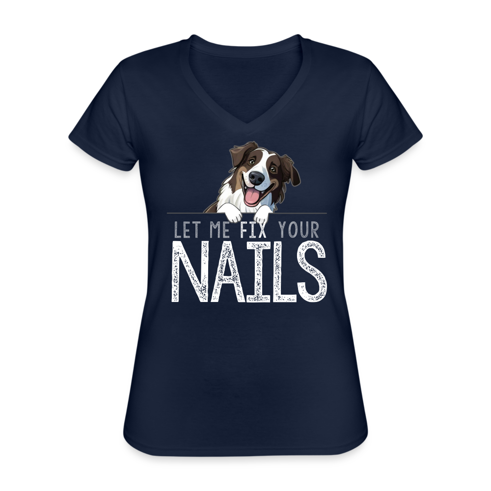 Shepherd Let Me Fix Your Nails Women's V-Neck T-Shirt - navy