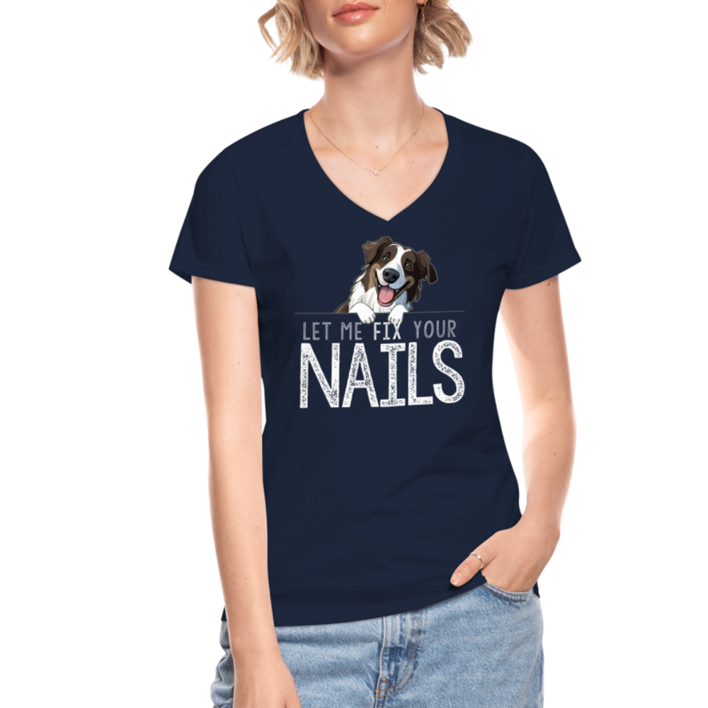 Shepherd Let Me Fix Your Nails Women's V-Neck T-Shirt - navy